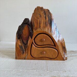 Vintage Raw Edge Wooden Chest of Drawers - Wood Storage Trinket Box